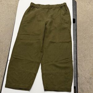 Eileen Fisher Olive-Tone Wide Leg Cropped Pants